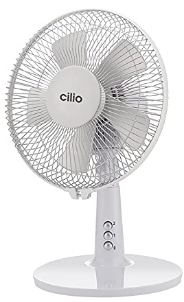 cilio VENTO27 Tischventilator, besonders leise, 90° Oszillationsfunktion, 20W, 2 Geschwindigkeitsstufen, Weiß