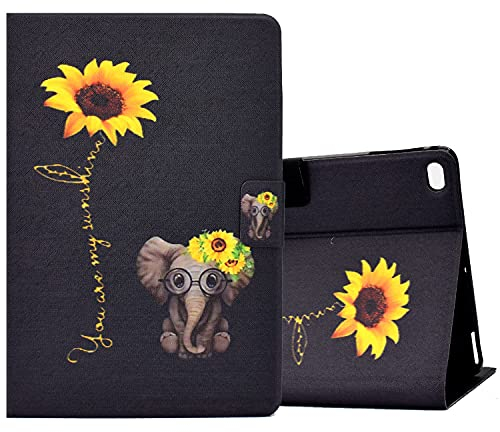 ONETHEFUL - Funda para iPad de 9,7 Pulgadas, 2017, 2018, iPad Air 2013, iPad Air 2 2014, Funda Protectora con Piel sintética y Soporte de Elefante de Margarita
