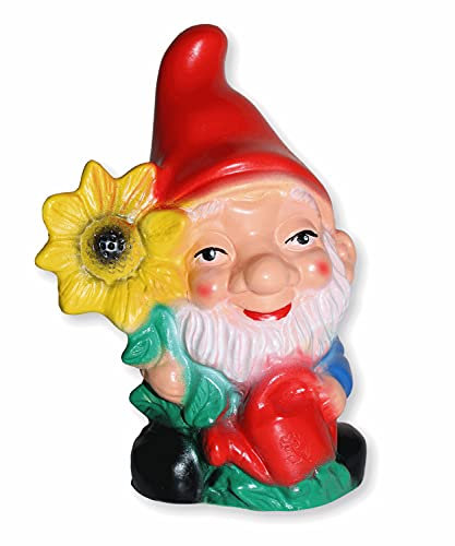 OMÜ Otto Müller Gartenzwerg mit Sonnenblume Figur Zwerg H 17 cm Gartenfigur Dekofigur aus Kunststoff