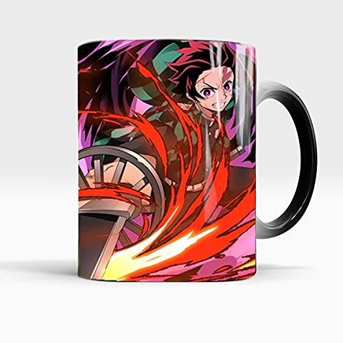COOLINKO Demon Killers Fire Breathing Style Anime Heat Reveal Tasse Temperatur wärmeempfindliche ändern magische Tasse wärmereaktiv Farbwechsel Keramik Kaffeetasse 313 ml