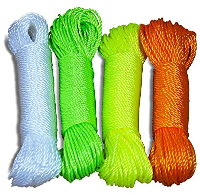 KAV 30M Twisted 1 Pc Nylon Rope | 3mm Cord String for Traction, Tying Tarpaulin, Washing Line, Camping, Garden, Garage and Clothesline- Random Colours