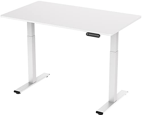 E.For.U® höhenverstellbarer Schreibtisch 140x80 cm, 2 Motoren, elektrisch höhenverstellbares Tischgestell mit 2-Fach-Teleskop, Memory-Steuerung (Weiß), DT20L mit Tischplatte (Weiß)