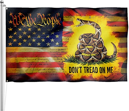 Amerikanische patriotische Gadsden-Flagge, doppelseitig, strapazierfähig, lichtbeständig, patriotische amerikanische Hausflaggen, Dekoration für Zuhause, Innen- und Außenbereich, Dekoration, Flagge