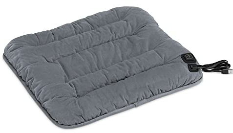 Navaris Heizkissen Wärmekissen - 45 x 45 x 3,5 cm - 3 Heizstufen - Heizmatte mit USB-Anschluss - beheizbares Kissen elektrisch - Grau