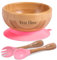 OXYEFEI Ensemble Bol pour Bébé Personnalisé, Bol Ventouse pour Bébé et Cuillère avec Nom Gravé, Coffret Repas Assiette en Bambou Naturel (Service de Gravure Gratuit) (cadeau noel)