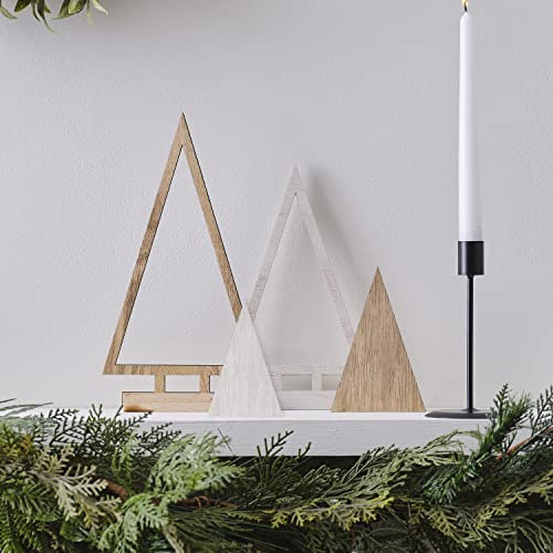 Ginger Ray Lot de 4 décorations bois pour sapin de Noël, NN-145, Ornements