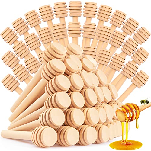 95Pcs Wooden Honey Dippers, Premium Natural Honey Dipper Stick, 3 Inch Mini Honeycomb Stick, Honey Stirrer Stick for Honey Jar Dispense Drizzle Honey and Wedding Party Gift