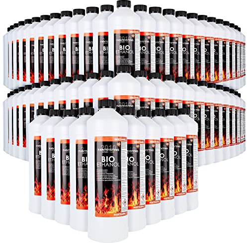 Bio Alkohol 100% 60 x 1 Liter - BIOETHANOL für Alkohol-Kamine, Tischfeuer, Ethanolkamine, Alkoholbrenner, Terrassenfeuer, Raumfeuer, Standfeuer oder Gartenfeuer