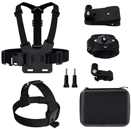 Twilight Garage 8in1 Action Cam zubehör Set Actionkamera gopro Zubehör für GoPro Hero 9 8 7 6 5 Schwarz SJCAM Xiaomi Yi 4K AKASO Helmhalterung,Große Tragetasche