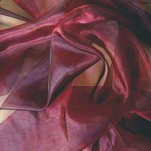 TOLKO 1m Organza Stoffe zum Nähen Meterware | Hauch Zart, Fein, Durchsichtig | zum Dekorieren Basteln 145cm breit | Leichter Glanz Stoff für Gardine Vorhänge Tischdecken Deko Schals (Bordeaux)