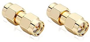 Conecto SMA-Adapter, Kupplung auf Stecker mit Pin, Vergoldet, 2er Set - Zum Anschluss Ändern von Buchse auf Stecker