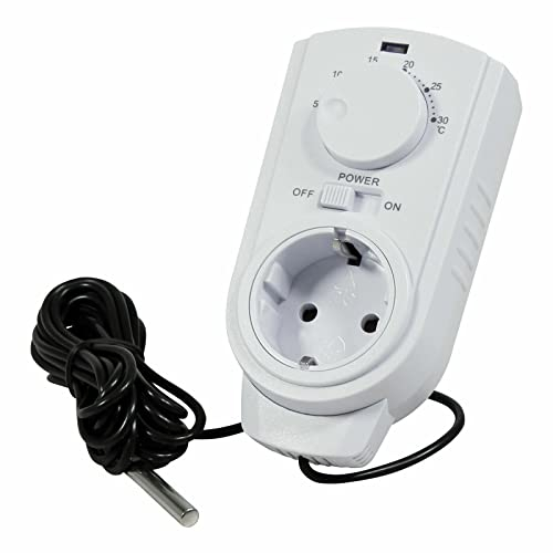 Perfect Steckdosenthermostat, Thermostat Steckdose, Temperaturregler 230V, Thermostat Steckdose, Temperaturschalter für Heizung, Kühlung, Gewächshaus, Terrarium, Frostwächter,weiß