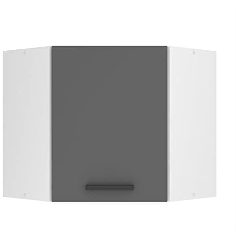 Belini Hängeschrank Küche, Küchenschränke SGN. Breite 60 cm. Oberschrank mit 1 Tür, Küchenhängeschränke, Wandschrank Hängend, Silber matt