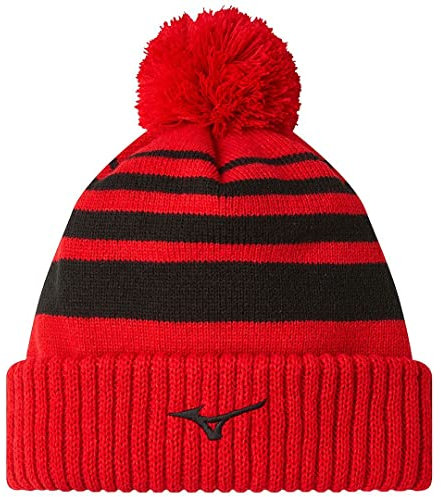 Mizuno Golf Herren Thermo-Bommelmütze mit Bommel, Rot, rot