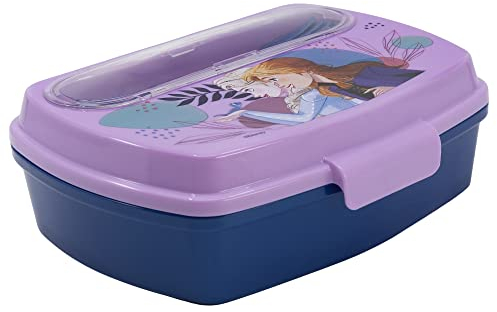 Fiambrera rectangular para el almuerzo infantil con cubiertos de Frozen