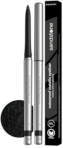 Sandstone Scandinavia Hypoallergener Eyeliner Wasserfest (Black Out) | Parfümfreier Metallischer Eyeliner | Veganer und Tierversuchsfreier Augenstift | Farbige Eyeliner für Empfindliche Augen