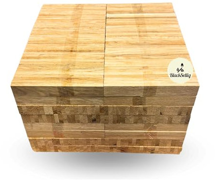 BlackSellig Bastelklötze aus Holz 22 x 8 x160mm Eiche – DIY, Modellbau & Dekoration. Unbehandeltes Naturprodukt, vielseitig nutzbar für kreative Projekte und Handwerksideen. (120 Stück)
