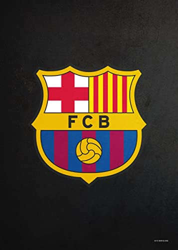 Displate Offiziell FC Barcelona MetallPoster Magnetische Befestigung Inklusive Lizenziert Bilder Hochwertiges Poster FC Barcelona - Crest - Crest black Poster 45 cm x 32 cm