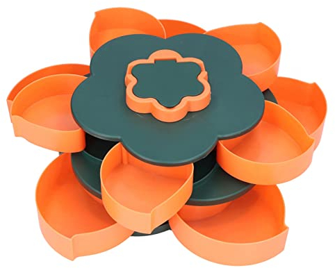 Riuulity Elegante Bandeja Multifunción con Forma de Flor para Servir Aperitivos de Gran Capacidad, Plato de Aperitivos para Platos de Nueces y Verduras, Platos para Servir, Platos de (Doble Capa)