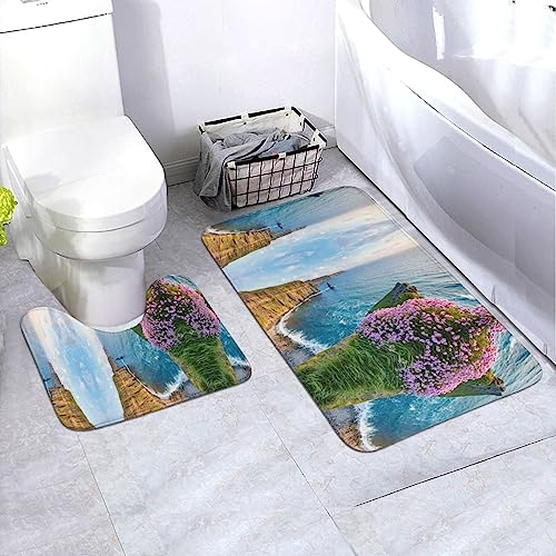 UNIOND Outdoors The Cliffs Badematten-Set, 2-teilig, rutschfest, saugfähig, U-förmig, für Badezimmer, Badewanne, Dusche