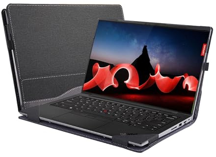 WODBAO Laptop-Schutzhülle für Lenovo ThinkPad X1 Carbon Generation 11/10/9 2023–2021 und ThinkPad X1 Yoga Gen 8/7/6 2023–2021, Laptop-Fallschutz, PU-Leder, Dunkelgrau