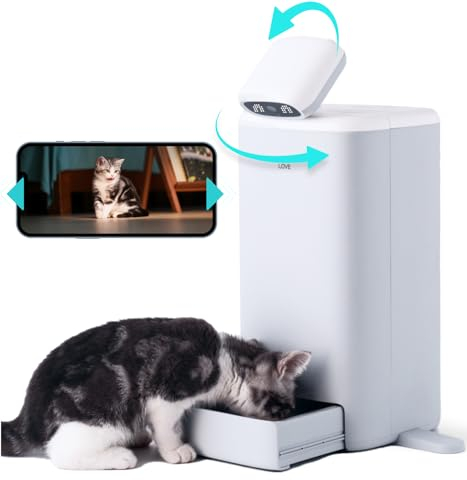 HHOLove Distributeur Croquettes Chat Automatique avec APP, Wi-FI 5G/2.4G, Mangeoire pour Chat Compatible avec Les Aliments Séchés, Nourriture Chaton avec Caméra de Surveillance 360°