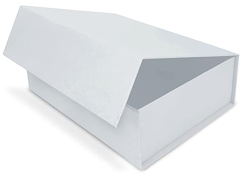 Verpackungswelt Geschenk-Box mit Deckel | 23 x 17 x 10 cm | Geschenk-Karton mit Magnet-Verschluss | Perfekt für Geburtstag, Hochzeit, Weihnachten, Geburt | Geschenk-Verpackung in Weiß
