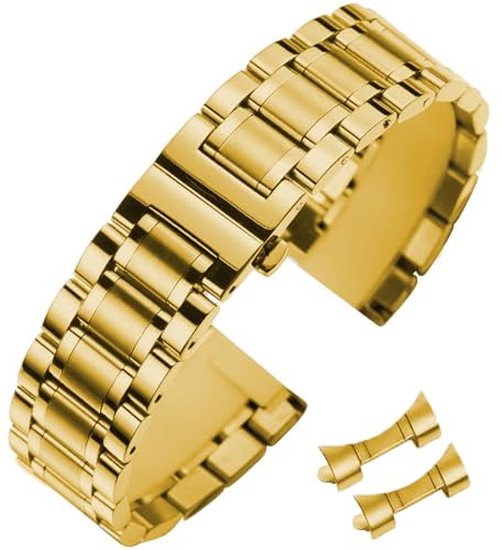 Niziruoup Cinturino di ricambio universale in acciaio inox da 22 mm, per smartwatch da uomo e da donna, adatto alla maggior parte degli orologi tradizionali, in acciaio inox, colore oro