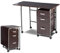 COSTWAY Bureau Pliable avec 3 Tiroirs, Table d'Écriture Roues Verrouillables, Bureau à Domicile Roulant avec Cadre en Métal, Compact pour Dortoir, Appartement (Marron)