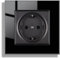 JIMEIDA Prise en verre 1 compartiment noir encastré, contact de protection, vitre en verre trempé, prise murale 86 mm x 86 mm, 16 A, 250 V