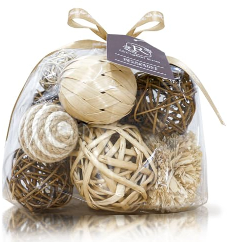 Qingbei Rina Decorative Balls for Bowls,Assorted Vase Filler for Centerpieces,Wicker Rattan Balls Decorative Orbs Woven Spheres,Bowl Fillers for Home Decor,Wedding,Mother's Day(Brown)