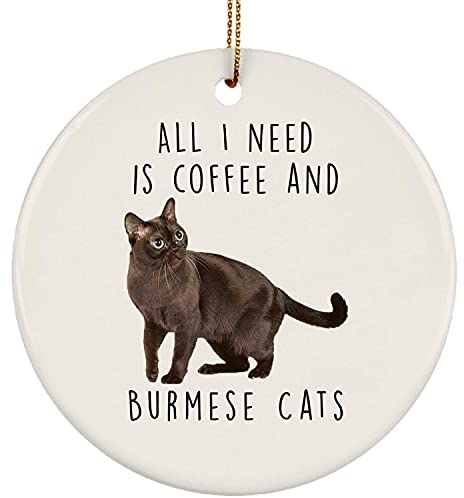 Weihnachtsbaumschmuck 7.3 cm, Burmesische Katze Schwarz Lustig Weihnachtsanhänger Mode Christbaumschmuck Anhänger Premium Weihnachtsschmuck Für Weihnachten Holiday Party