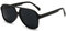 RUNHUIS Vintage Herren Polarisiert Sonnenbrille Damen Retro Oval 70er überdimensional Klassisch Pilotensonnenbrille UV400 Schutz Mattschwarz