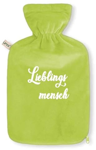 Personalisierte Öko Wärmflasche mit Fleece Bezug 1.8 Liter (Grün)