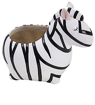 Kisangel Drainable Resin Zebra Succulent Pot Small Landscape Flower Pot Desk Garden Plants Vase Ornament