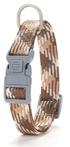 YUDOTE Dog Collars Medium Reflective Braid Flat Rope Collar with Safety Buckle Adjustable Soft Cord Coller for Active Canines Daily Use,Caramel Glow