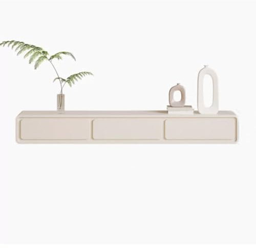 Floating TV Unit Floating 78.7/86.6 inch TV Cabinet with Drawers, Wall Mounted Entertainment Center with Storage and Open Shelf, Media Console Table Stand for Living Room, Bedroom, Cream White Floatin