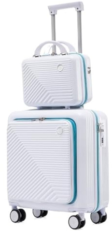 ASHSDI Koffer Reisekoffer Trolley Zweiteiliges Kofferset, Codierter Boarding-Koffer, 18-Zoll-Trolley, Leichter Koffer Boardcase Handgepäck (Color : E, Size : 14+18in)