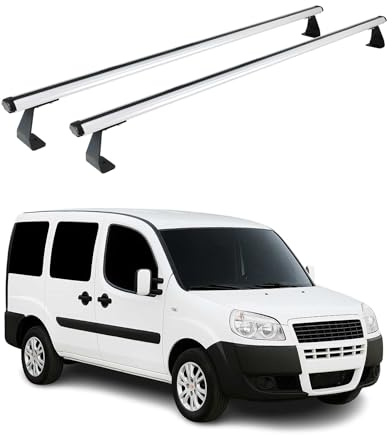 OMAC Heavy Duty Dachträger Querträger kompatibel mit FIAT Doblo I 2000-2010 – 2 Stangen – Aluminium Silber