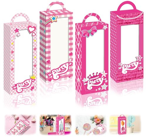 24 Pezzi Confezione Regalo Scatola Rosa Scatola Caramelle Regalo Scatoline Compleanno Scatole Bomboniere Trasparenti Racchette Portaconfetti Per Matrimonio Compleanno Natale Ringraziamento