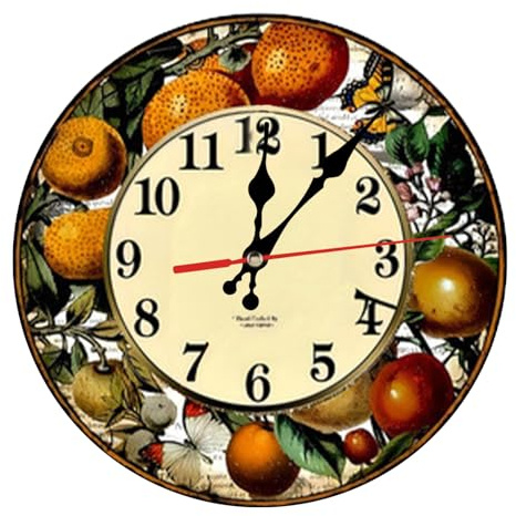 astylishome Uhren für Wohnzimmer, Zitrusfrüchte, frisches Bio-Obst, gelb, batteriebetrieben, leise, nicht tickende Uhr, dekorativ für Zuhause, Küche, Büro, 30,5 cm, 2007