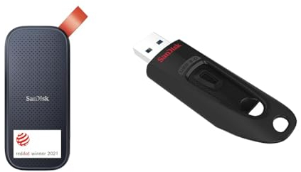 SanDisk Portable SSD 1 TB (Externe Festplatte mit SSD Technologie 2,5 Zoll & Ultra USB 3.0 Flash-Laufwerk 128 GB