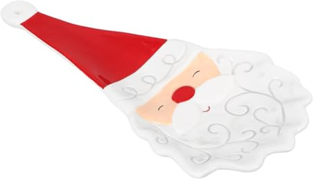 ABOOFAN Ceramic Spoon Rest 10.24In Christmas Kitchen Utensil Holder Santa Clause Design Porcelain Spoon Stand Table Decoration