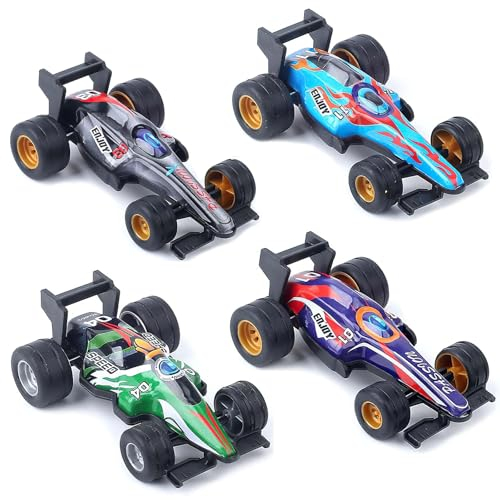 Spielzeugautos Zurückziehen, 4pcs Zurückziehen Auto Matchbox, Metall Zurückziehen Mini Spielzeugautos, Geeignete Spielzeuggeschenke für Jungen und Mädchen im Alter von 2–8 Jahren