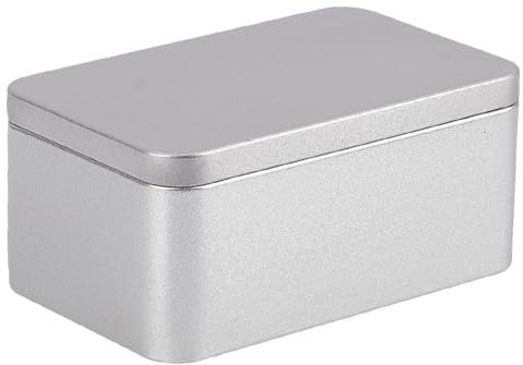 GOMAKERER 1 caja cuadrada para galletas, 12,7 x 7,6 x 5,8 cm, lata de té de hierro con tapa, contenedor de almacenamiento de alimentos, caja de almacenamiento de galletas de metal, cajas de lata de