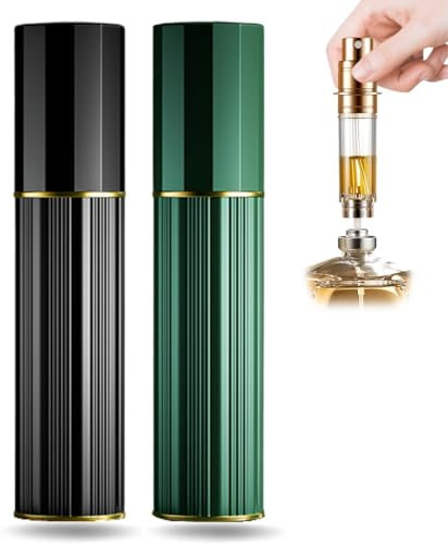 VVGAOGES 10 ML Atomizador Perfume Recargable,Mini Spray de Perfume,Portátil Botella de Perfume,Botella Vacío Pulverizador para Viajes (Negro&Verde)