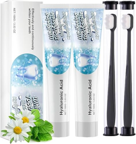 Whitening Zahnpasta, Japanische Zahnpasta Zahnaufhellung Zahnpasta Backpulver Zahnpasta Hyaluronsäure Whitening Zähne Erfrischen Sie den Atem, 100 g (15 cm, 2 Stück)