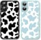 Yoedge 2 Pack Cute Phone Cases for iPhone 16 Case 6.1, Fashion Cow Print Silicone Slim Soft TPU Phone Case for Women, Shockproof Cover Protective Funda para Girls, Black & Blue