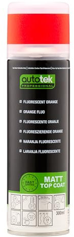 Autotek Peinture en aérosol Orange Fluo Extra Bright, Peinture en aérosol fluo, 300ml