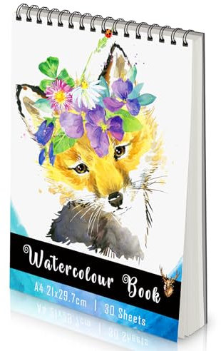 Coolzon Aquarellpapier A4 Aquarellblock, Spiralgebundenes Zeichenblock A4,30 Blatt Skizzenbuch A4 Aquarell Buch Sketchbook Watercolor Paper Malblock für für Aquarellmalerei und Mixed Media (1PCS)